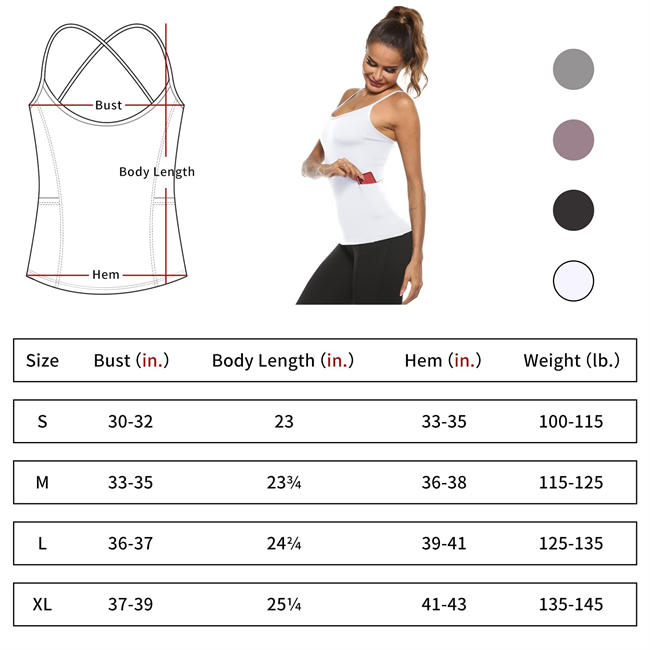 Athletic Workout Tank Tops for Women Built in Shelf Bra - Padded Camisoles Mesh Dry Fit Yoga Tops with Pockets